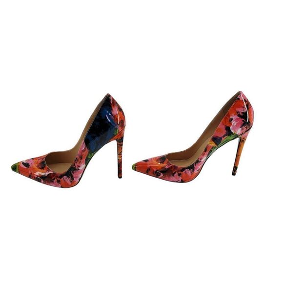 Castamere Bright Colorful Fun Abstract Floral Patent Leather Stiletto Heels Sz 9 - Picture 8 of 10